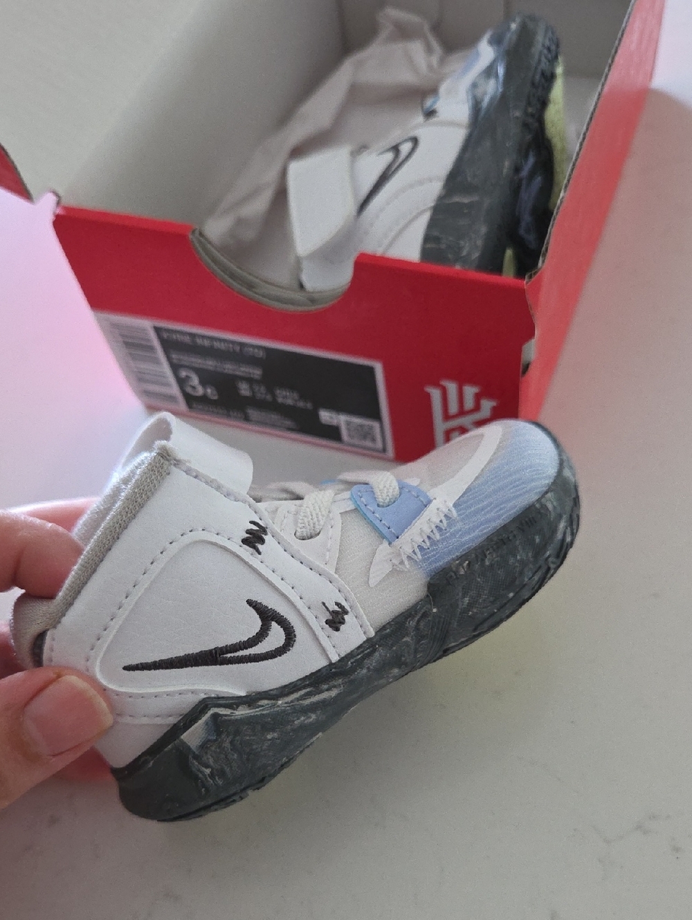 Nike Kids White and Light Blue High-Top Sneaker